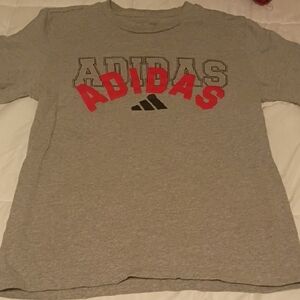 adidas Gray Short Sleeve Tee with Red Logo